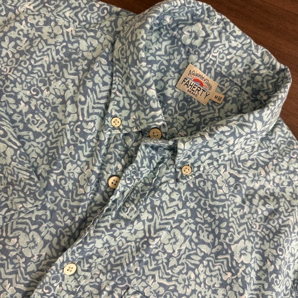 RSVLTS Other - Faherty Brand Breeze Hemp Shirt Teal Waters Hilo Short Sleeve Button Down Mens M